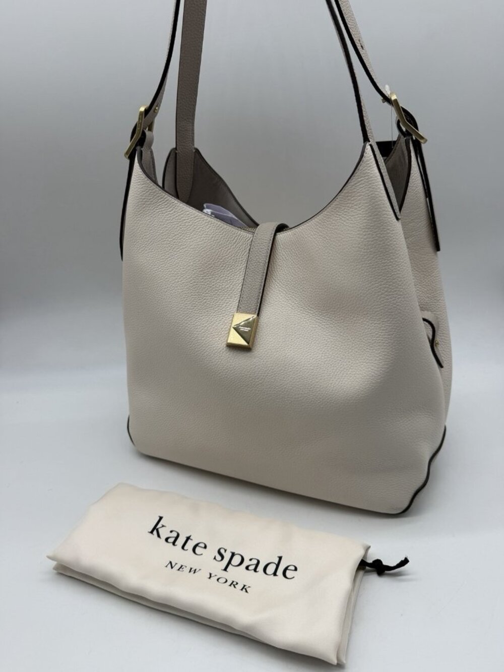KATE SPADE NY Deco pebbled leather colorblock medium shoulder bag - Cashew milk - Picture 8 of 13